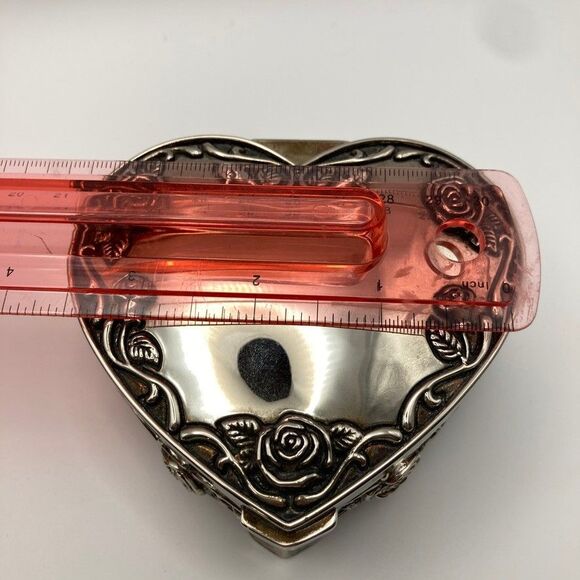 Vintage Regent Square Footed Silverplate‎ Trinket Jewelry Box with Roses - Picture 3 of 10